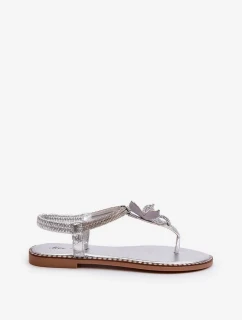 Dámské ploché sandály s ozdobnou květinou Silver Edoni