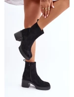 Eko Semišové Dámské Kotníkové Boty Na Podpatku Zateplené Černé Meriluna Eko Semišové Dámské Kotníkové Boty Na Podpatku Zateplené Černé Meriluna