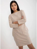 Dámské šaty LO SK LK model 21471962 Béžová s bílou Rue Paris - FPrice