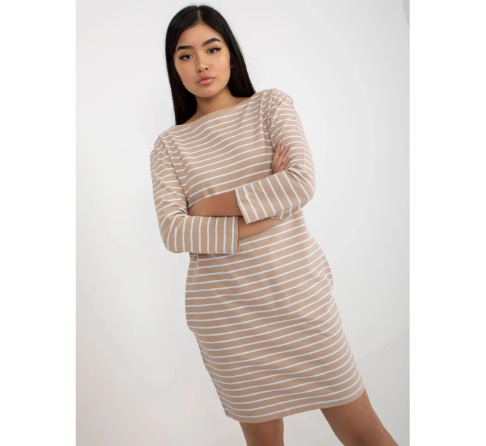 Dámské šaty LO SK LK model 21471962 Béžová s bílou Rue Paris - FPrice