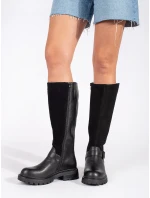 Designové kozačky černé dámské platforma Designové kozačky černé dámské platforma