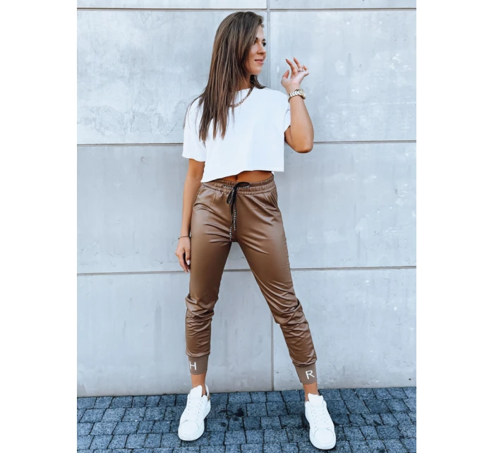 Dámské kožené kalhoty TERRACE camel FashionStreet UY1696