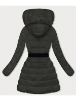 Péřová dámská zimní bunda v army barvě (2M-007)