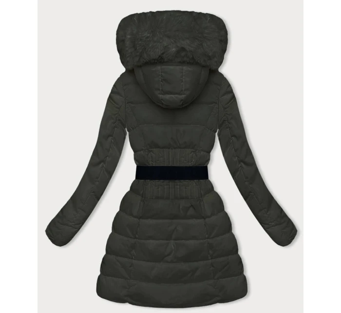 Péřová dámská zimní bunda v army barvě (2M-007)