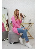 Mikina s kapucí s dlouhými zády růžová Mikina s kapucí s dlouhými zády růžová