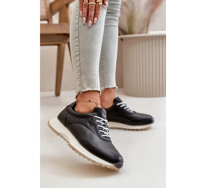 Dámské Sneakers Sportovní Obuv Z Eko Kůže Big Star OO274024 Hi-Poly System Černé