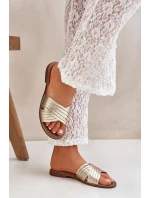 Kožené dámské pantofle Lewski Shoes model 21682360 zlaté - Boto Kožené dámské pantofle Lewski Shoes model 21682360 zlaté - Boto