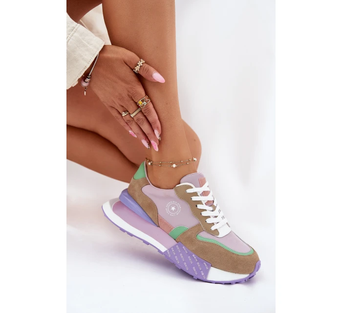 Semišové Dámské Tenisky Na Platformě Big Star RR274815 HI-POLY SYSTEM Růžové