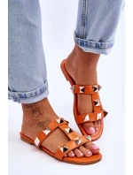 Dámské pantofle s velkými cvočky oranžove Mercure