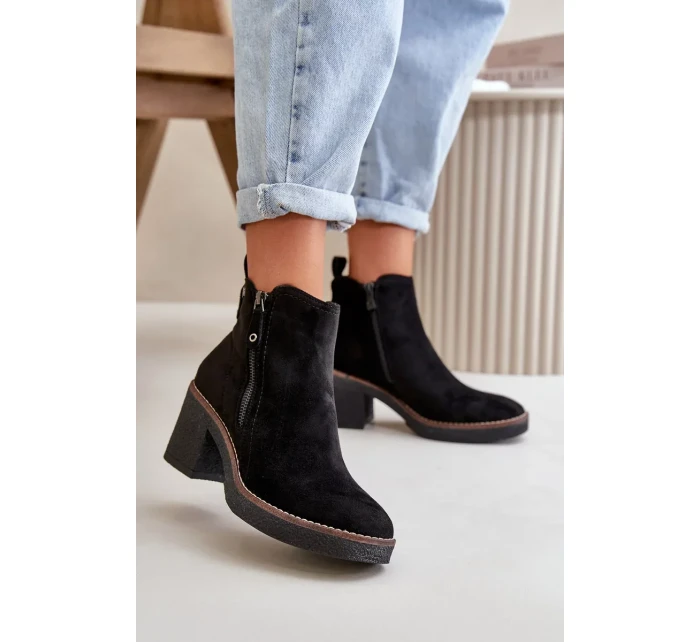 Zateplené Dámské Kotníkové Boty Na Podpatku Z Eko Semiše Černé Velarilla Zateplené Dámské Kotníkové Boty Na Podpatku Z Eko Semiše Černé Velarilla