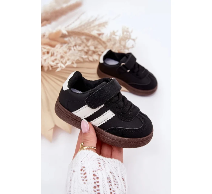 Dětské sportovní sneakers na suchý zip Adelina – černé