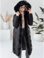Dámská zimní dlouhá prošívaná bunda s kožešinou černá model 21991288 - Dstreet