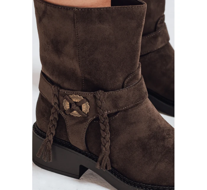 Dámské semišové hnědé boty FashionStreet ZY1098