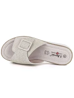 Dámské kožené žabky na platformě beige model 22097155 - S.Barski