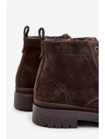 Semišové Zateplené Kotníkové Boty Na Zip Big Star model 21676197 Hnědé - Big Star Shoes Semišové Zateplené Kotníkové Boty Na Zip Big Star model 21676197 Hnědé - Big Star Shoes