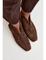 Nízké kotníkové boty s výstřihem na zip plochý podpatek tmavě zelené Canella Nízké kotníkové boty s výstřihem na zip plochý podpatek tmavě zelené Canella
