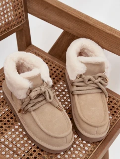 Dámské sněhule D.Franklin z přírodního semiše – světle béžové