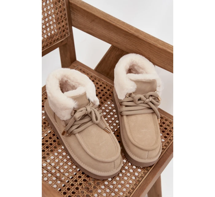 Dámské sněhule D.Franklin z přírodního semiše – světle béžové Dámské sněhule D.Franklin z přírodního semiše – světle béžové