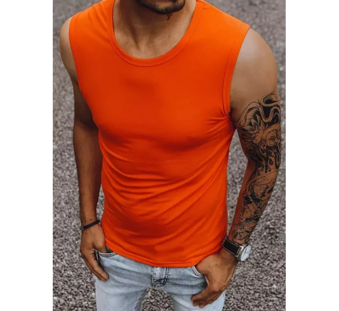 Pánské tričko bez rukávů s potiskem oranžové Dstreet RX4919 Pánské tričko bez rukávů s potiskem oranžové Dstreet RX4919