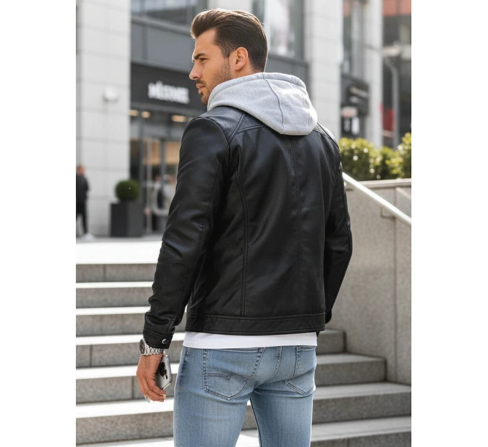 Pánská kožená bunda černá FashionStreet TX4330
