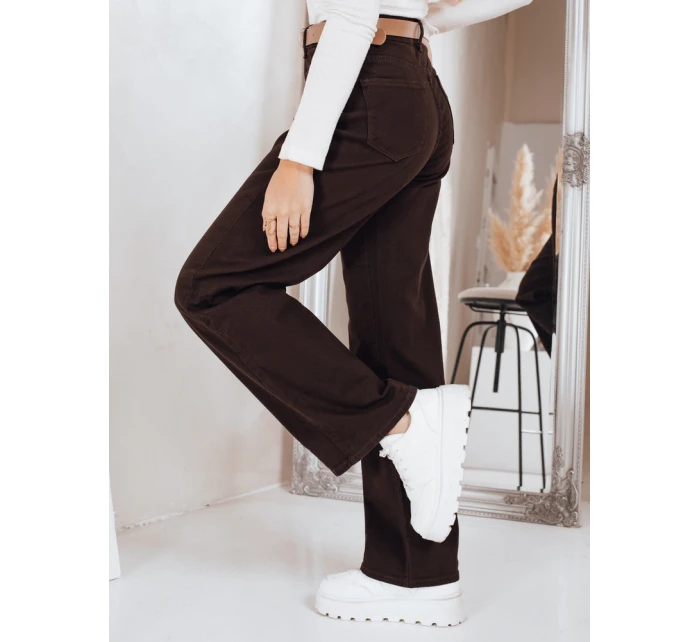 Džíny se širokými nohavicemi hnědé FashionStreet UY2842