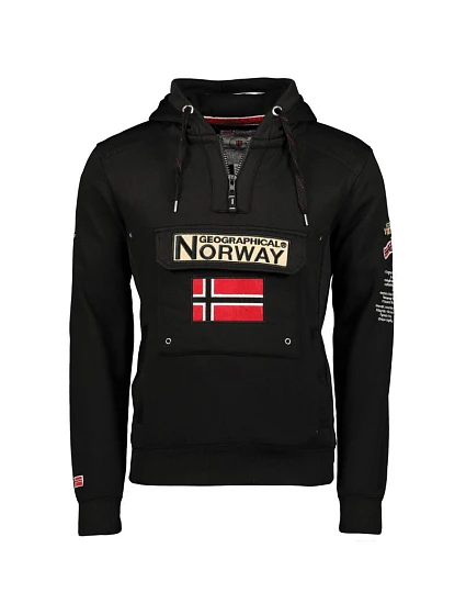 Pánská sportovní mikina Geographical Norway GYMCLASS BLACK DB MEN 100 s kapucí, černá (WU4185H-GN-BLACK) Pánská sportovní mikina Geographical Norway GYMCLASS BLACK DB MEN 100 s kapucí, černá (WU4185H-GN-BLACK)