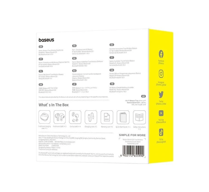 Bezdrátová sluchátka Baseus  (černá) model 21862130