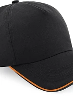 Beechfield B 25C 5 panelová kšiltovka "Authentic Piped Peak" 53.025C black/orange