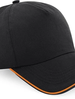Beechfield B 25C 5 panelová kšiltovka "Authentic Piped Peak" 53.025C black/orange
