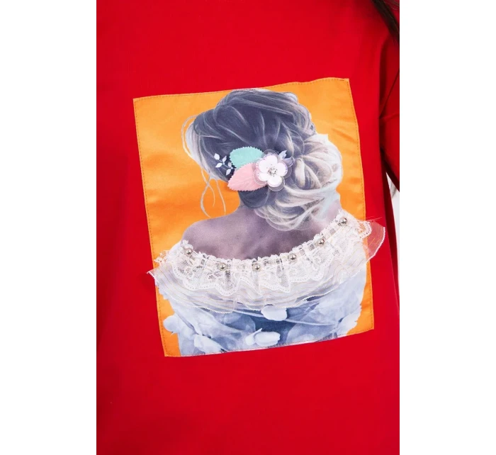 Halenka s 3D model 18743898 krajková červená - K-Fashion Halenka s 3D model 18743898 krajková červená - K-Fashion