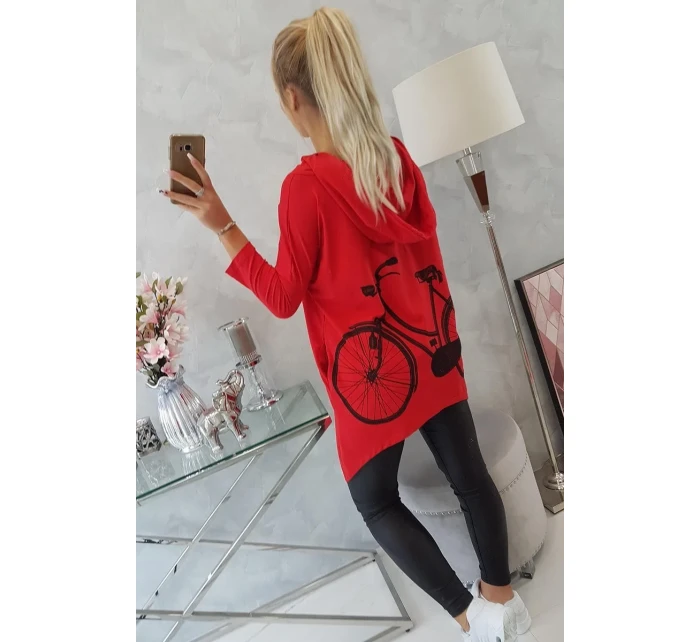 Mikina s potiskem kola červená Mikina s potiskem kola červená