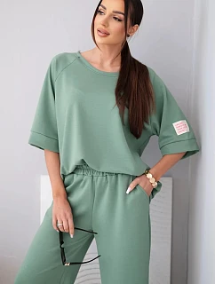 Dámský máslový komplet z viskózy mikina a široké kalhoty světle fialový