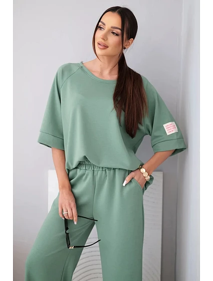 Dámský máslový komplet z viskózy mikina a široké kalhoty světle fialový