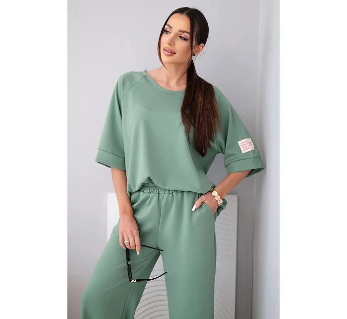 Dámský máslový komplet z viskózy mikina a široké kalhoty světle fialový