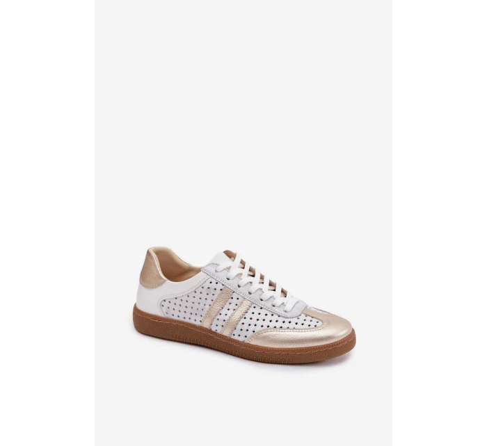 Kožené Síťované Dámské Tenisky Zazoo N1318 Stříbrno-zlaté