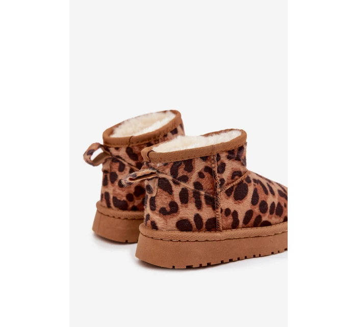 Dětské a juniorské zateplené sněhule s kožíškem Mireya – panterka/bronzové