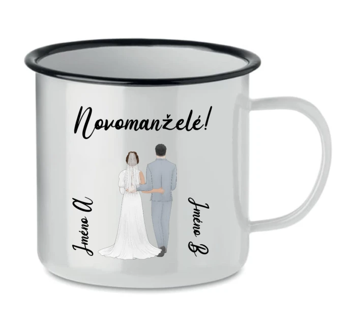 Personalizovaný retro plecháček s novomanželským párem 