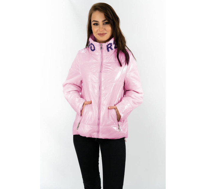 Krátká růžová prošívaná dámská bunda se stojáčkem model 16146853 - S'WEST