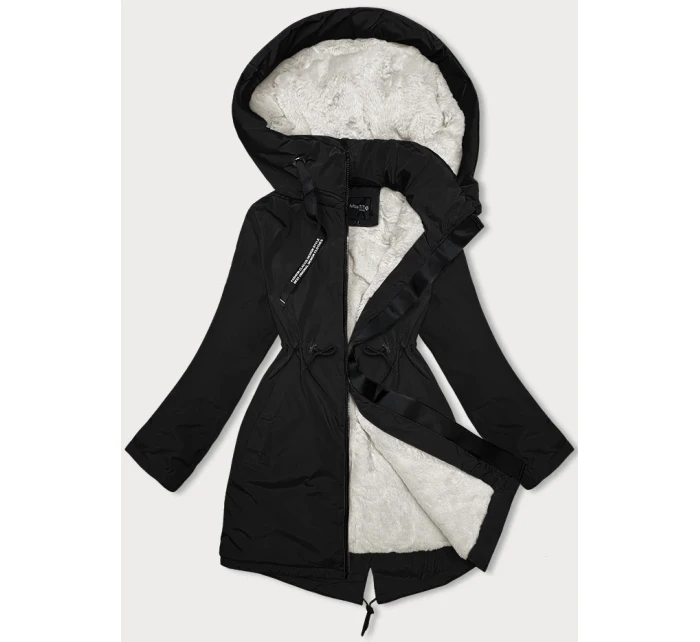 Černá dámská zimní bunda s kapucí Miss TiTi (H-3832) Černá dámská zimní bunda s kapucí Miss TiTi (H-3832)