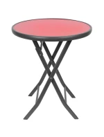 SADA BALKONOVÉHO NÁBYTKU KULATÝ STŮL A 2 SKLÁDACÍ ŽIDLE ČERVENÁ