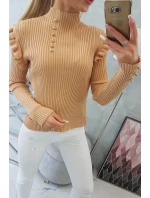 halenka s knoflíky béžová model 21753018 - K-Fashion halenka s knoflíky béžová model 21753018 - K-Fashion