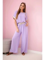 Viskózový komplet se zlatým lemováním světle fialová