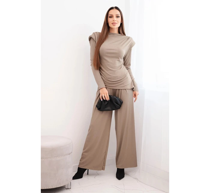 Dámská bavlněná souprava s halenkou a kalhotami širokého střihu fango