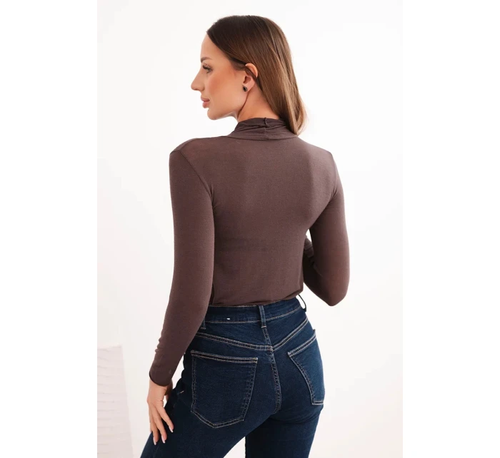 Dámská model 21777027 halenka s rolákem a dlouhým rukávem hnědá - K-Fashion Dámská model 21777027 halenka s rolákem a dlouhým rukávem hnědá - K-Fashion