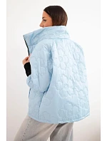 Dámská jarní prošívaná bunda s ozdobnou model 22040190 a zipem modrá - K-Fashion