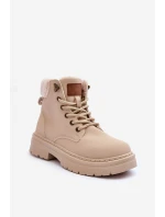 Dámské kožené trapery světle béžové model 21631395 - Boto Dámské kožené trapery světle béžové model 21631395 - Boto