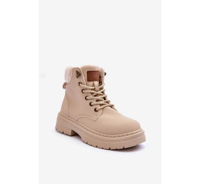 Dámské kožené trapery světle béžové model 21631395 - Boto Dámské kožené trapery světle béžové model 21631395 - Boto