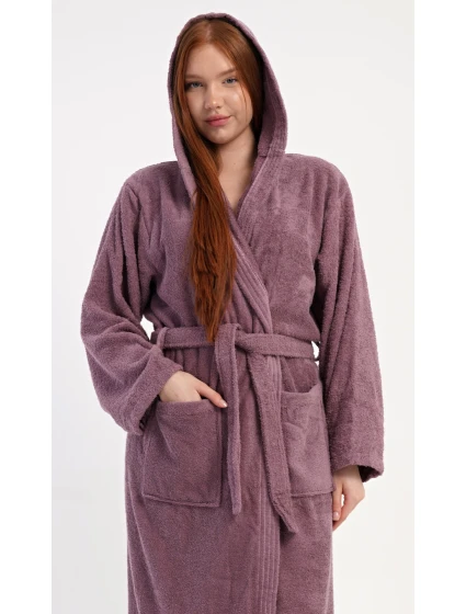 Dámský župan dlouhý s kapucí Vřes