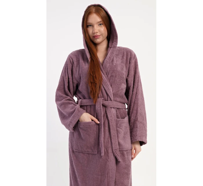 Dámský župan dlouhý s kapucí Vřes