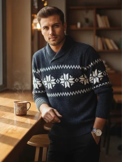 Pánský tmavě modrý svetr FashionStreet WX2272